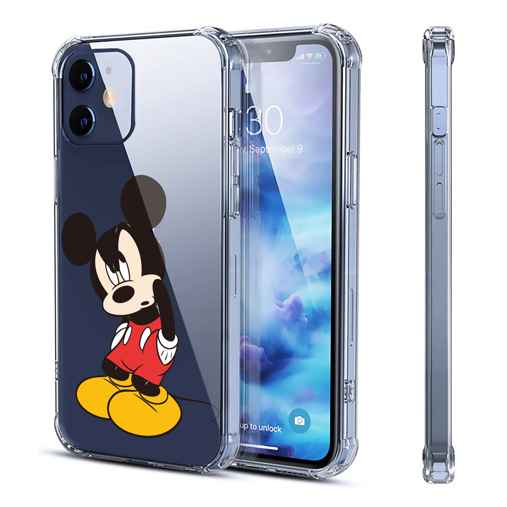 （画像用） ミッキーマウス Mickey Mouse 【iPhone 12シリーズ対応】透明スマホケース（クリアソフトケース）